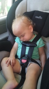 She got too tired on the way home from the beach. Luckily, she went right back to sleep when I put her in her crib. 