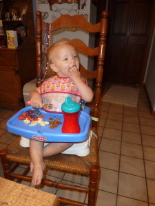 Happy girl eating her meal!