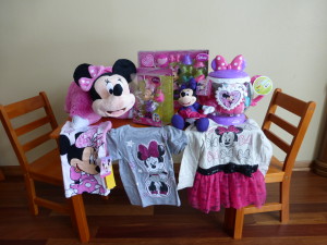 all her Minnie loot and the table & chairs from Grandma & Grandpa Tracy!