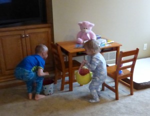 Adam and Allison on the egg hunt!