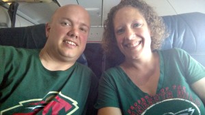 Enjoying First Class flight and rooting for the Wild!