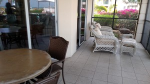Some of the seating on the patio