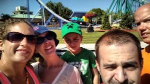 Almost got all of us in the selfie at Valley Fair. Adam ducked. 