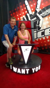 In "The Voice" chair....
