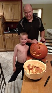 Adam loves pumpkin carving. He designed his own this year!